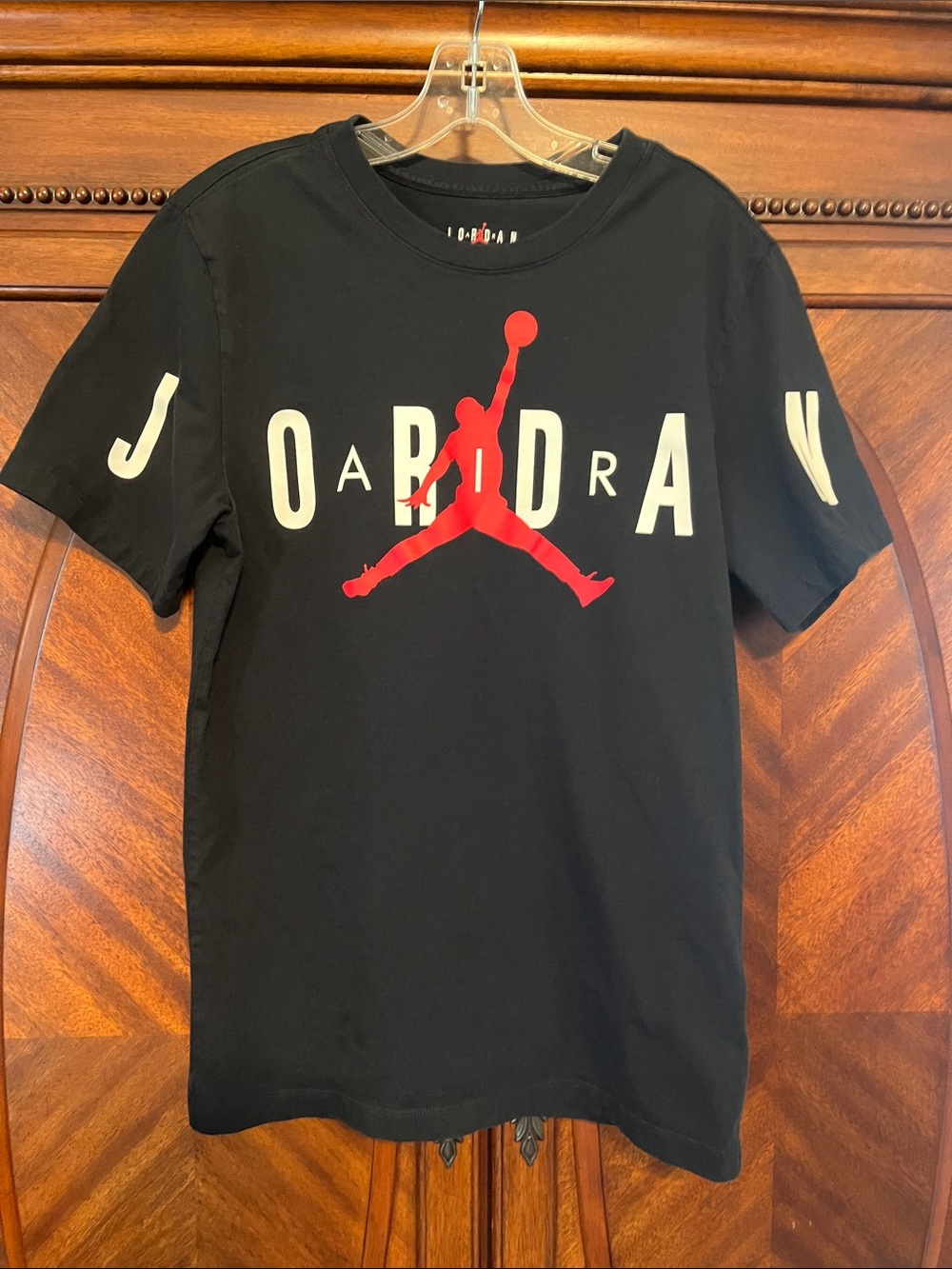 Jordan Black Men’s Tee with Red Jumpman and White Lettering